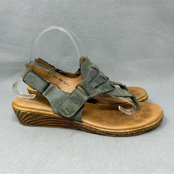 Born Karis D60504 Blue Leather Thong Wedge Sandals Women's US Size 9 - Picture 3 of 12